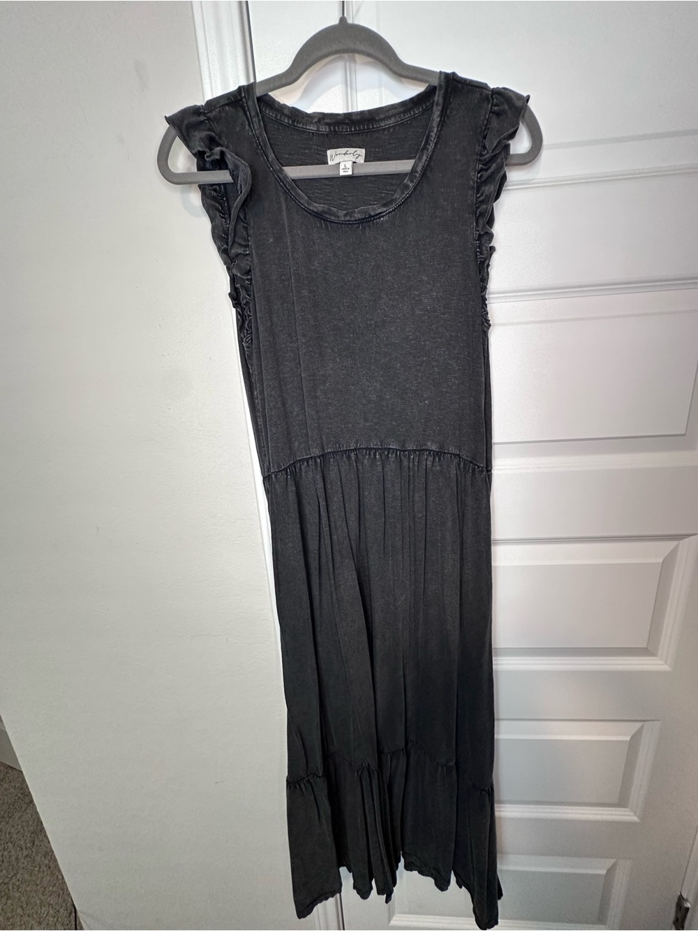 Wonderly Gray Washed Scoop Neck Maxi Dress